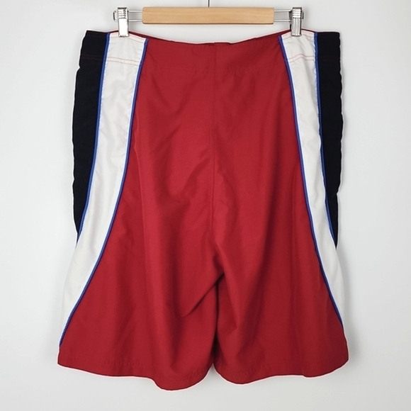 Chaps Men's Board Red Black White  Stripes Shorts Swim Trunks Key Pocket Size 36 - Picture 2 of 14